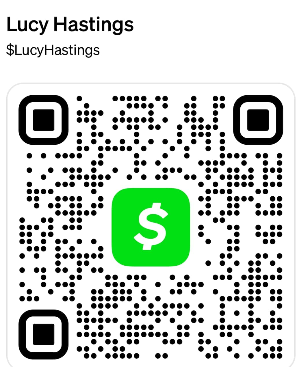 Cash App QR Code for $LucyHastings